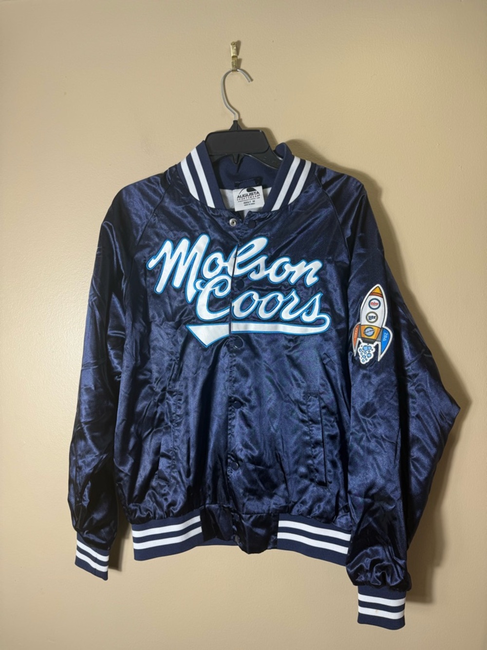 Molson Coors Satin Varsity Jacket Mens M Beer Promo Y2K Streetwear